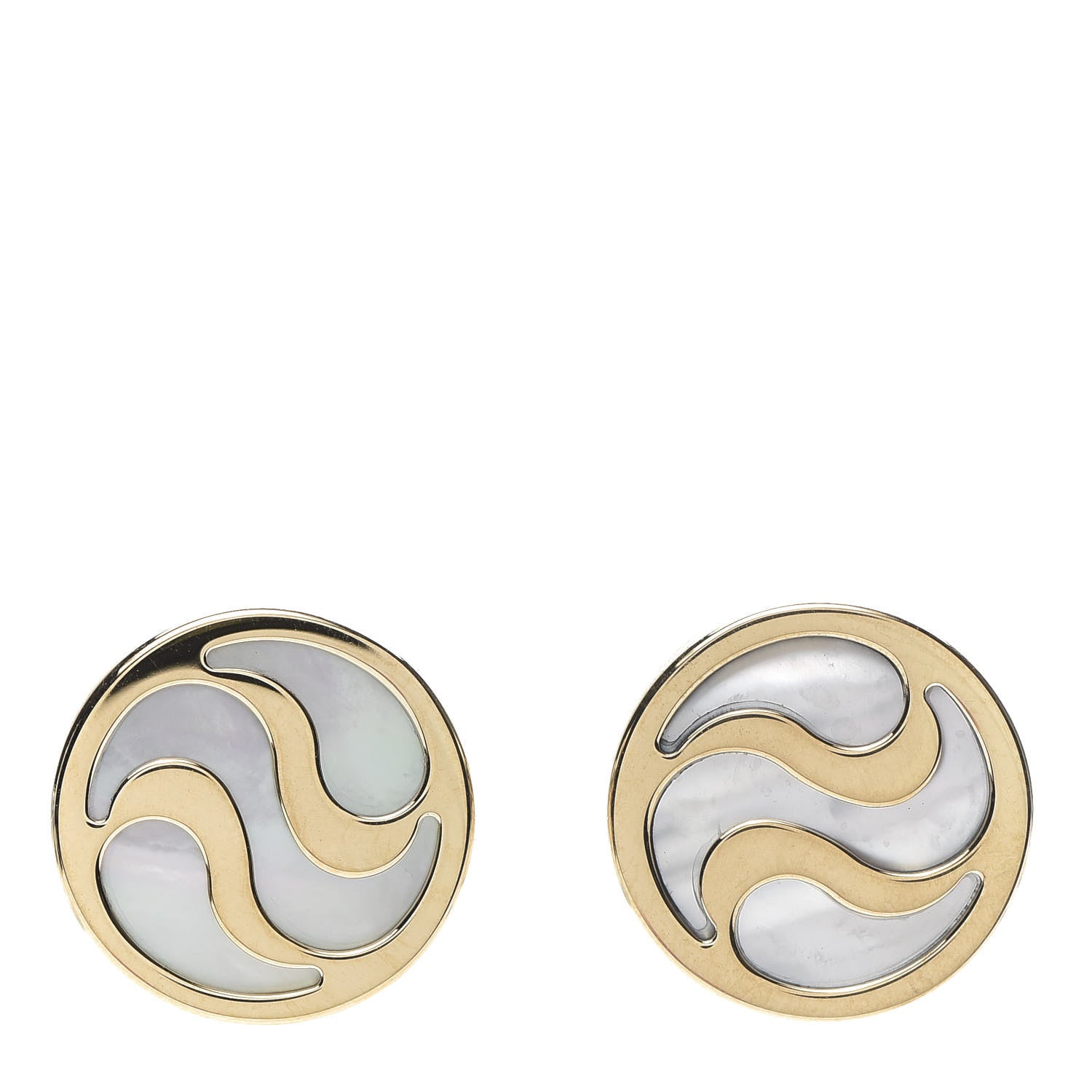 Bulgari 18K Yellow Gold Mother of Pearl Optical Earrings 1 of 5
