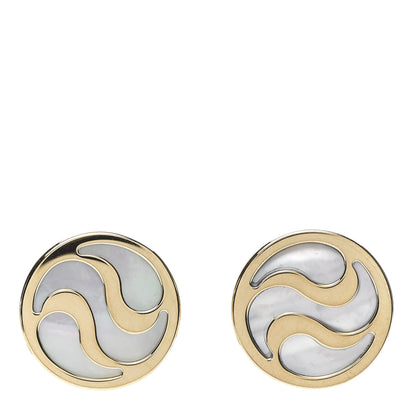 Bulgari 18K Yellow Gold Mother of Pearl Optical Earrings 1 of 5
