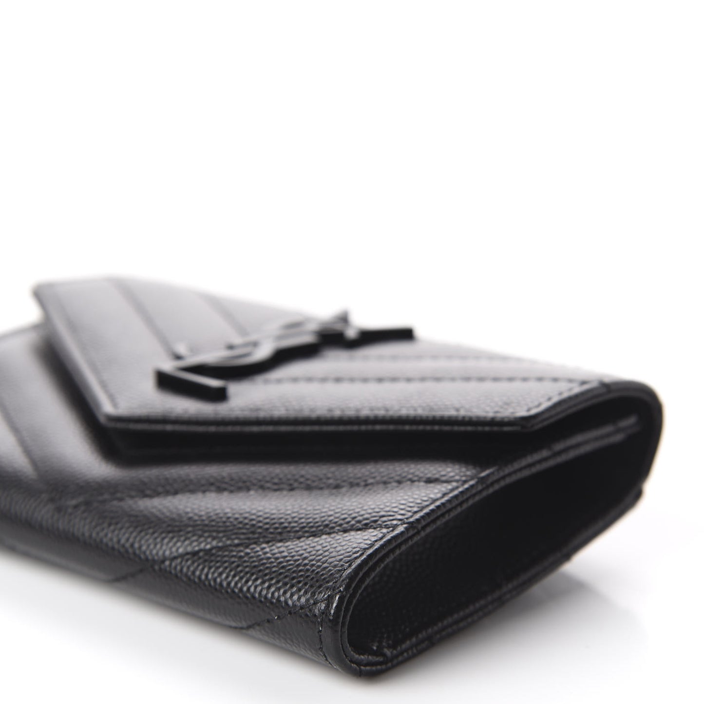 Grain De Poudre Matelasse Chevron Small Monogram Envelope Wallet Black