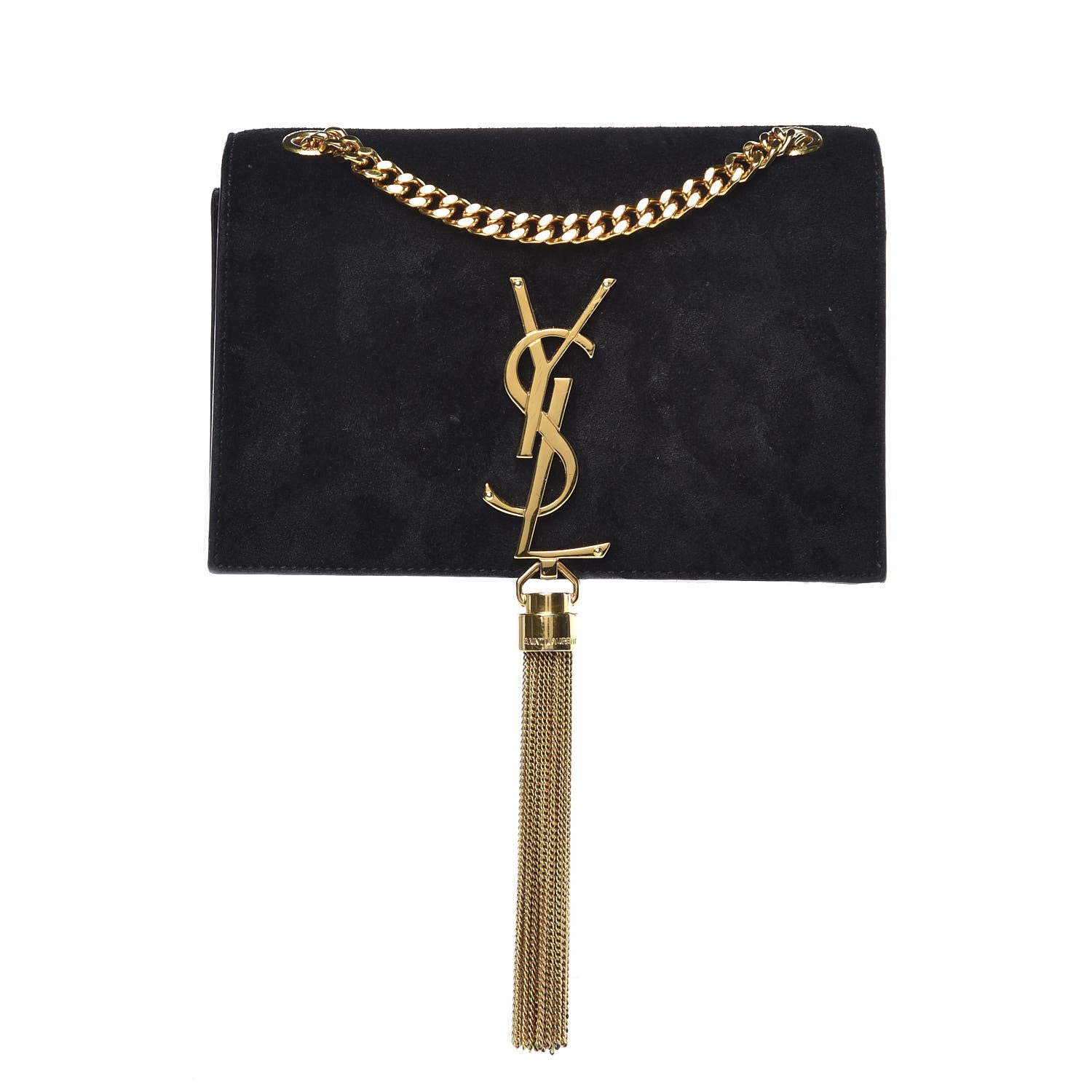 Saint Laurent Suede Small Classic Monogram Kate Tassel Satchel Black 1 of 12
