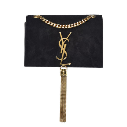 Saint Laurent Suede Small Classic Monogram Kate Tassel Satchel Black 1 of 12