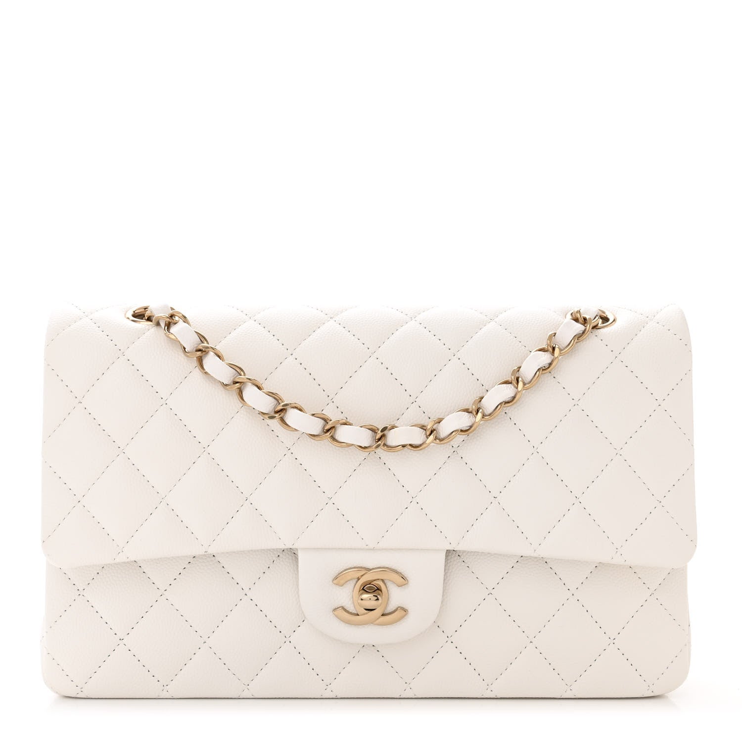 Chanel Caviar Quilted Medium Double Flap White 1 of 10