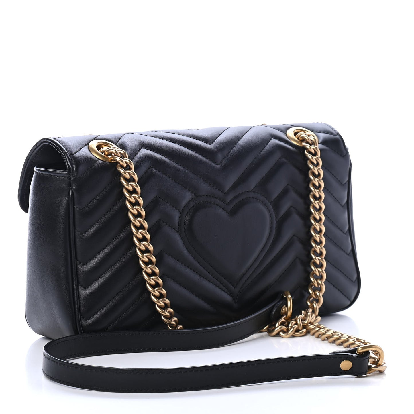 Calfskin Matelasse Small GG Marmont Shoulder Bag Black