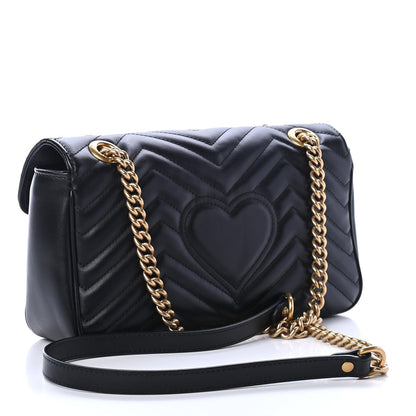 Gucci Calfskin Matelasse Small GG Marmont Shoulder Bag Black 2 of 4
