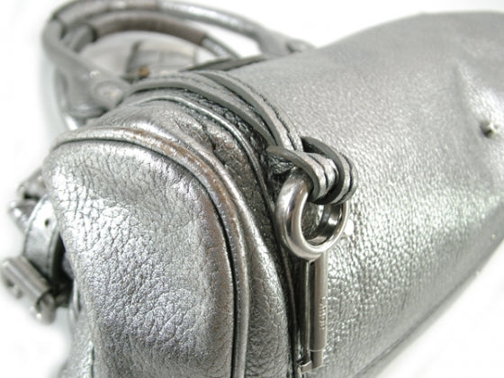 Leather Paddington Metallic Silver