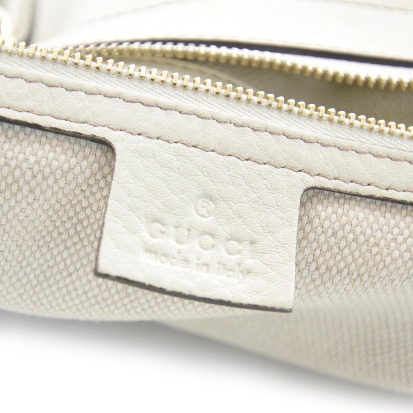 Pebbled Calfskin Small Soho Top Handle Bag Off White