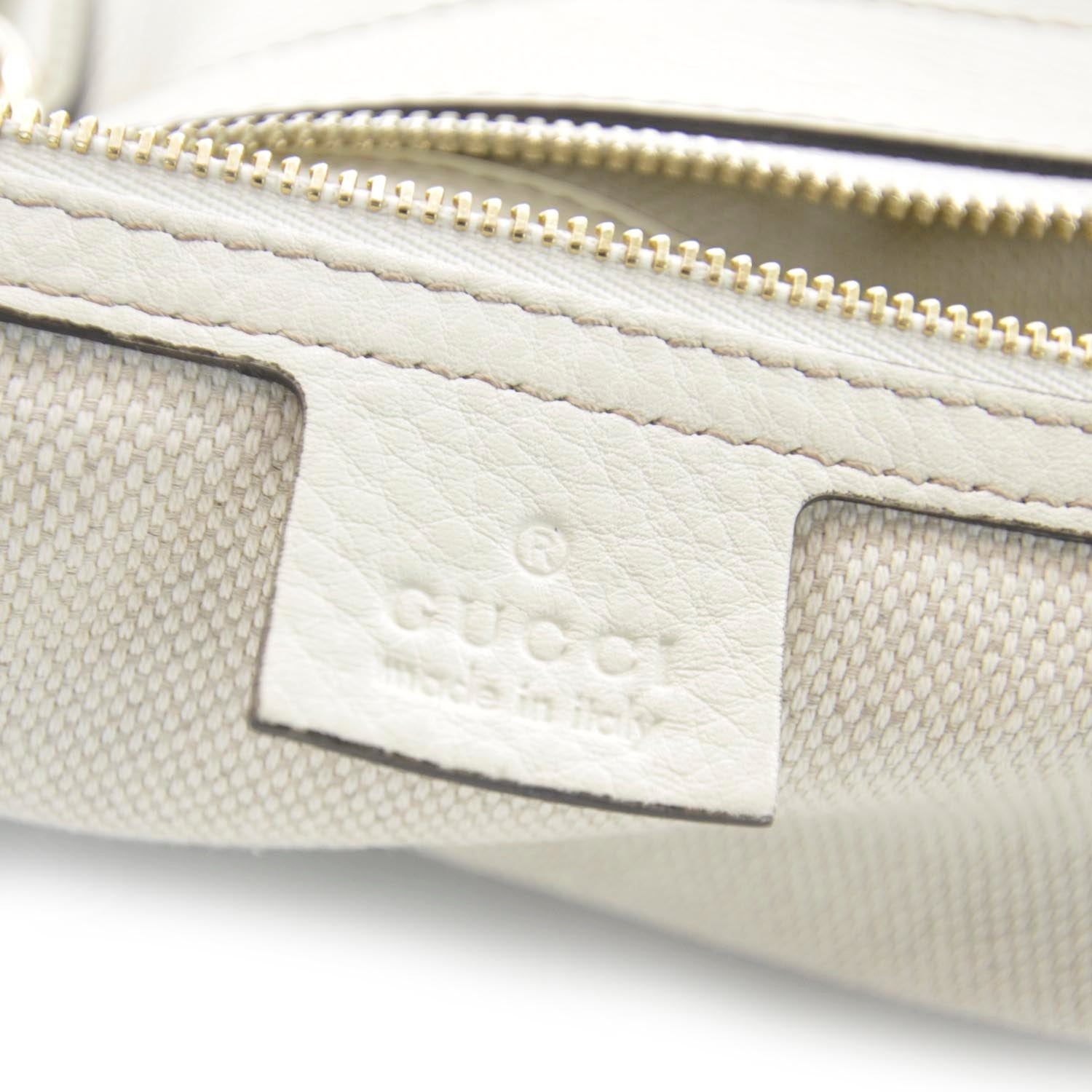 Gucci Pebbled Calfskin Small Soho Top Handle Bag Off White 8 of 9