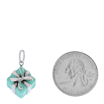 Tiffany Sterling Silver Enamel Gift Box Charm Blue 2 of 6