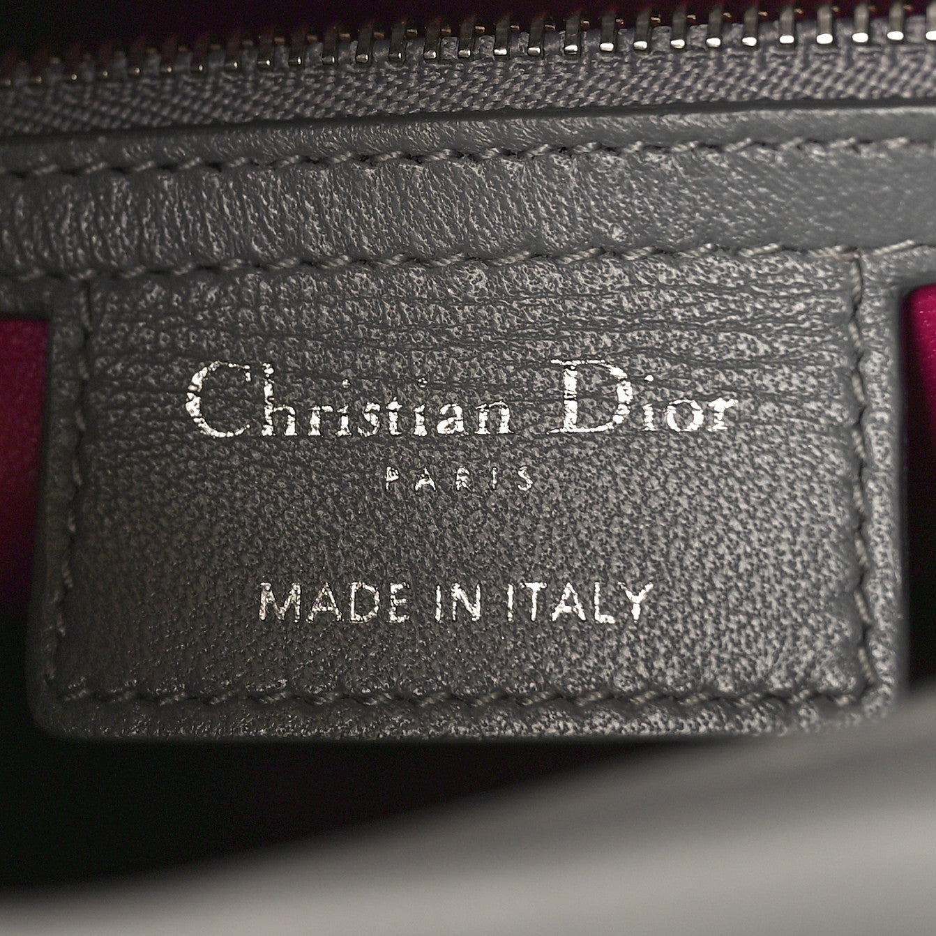 Christian Dior Lambskin Cannage Medium Lady Dior Grey Fuchsia 6 of 10