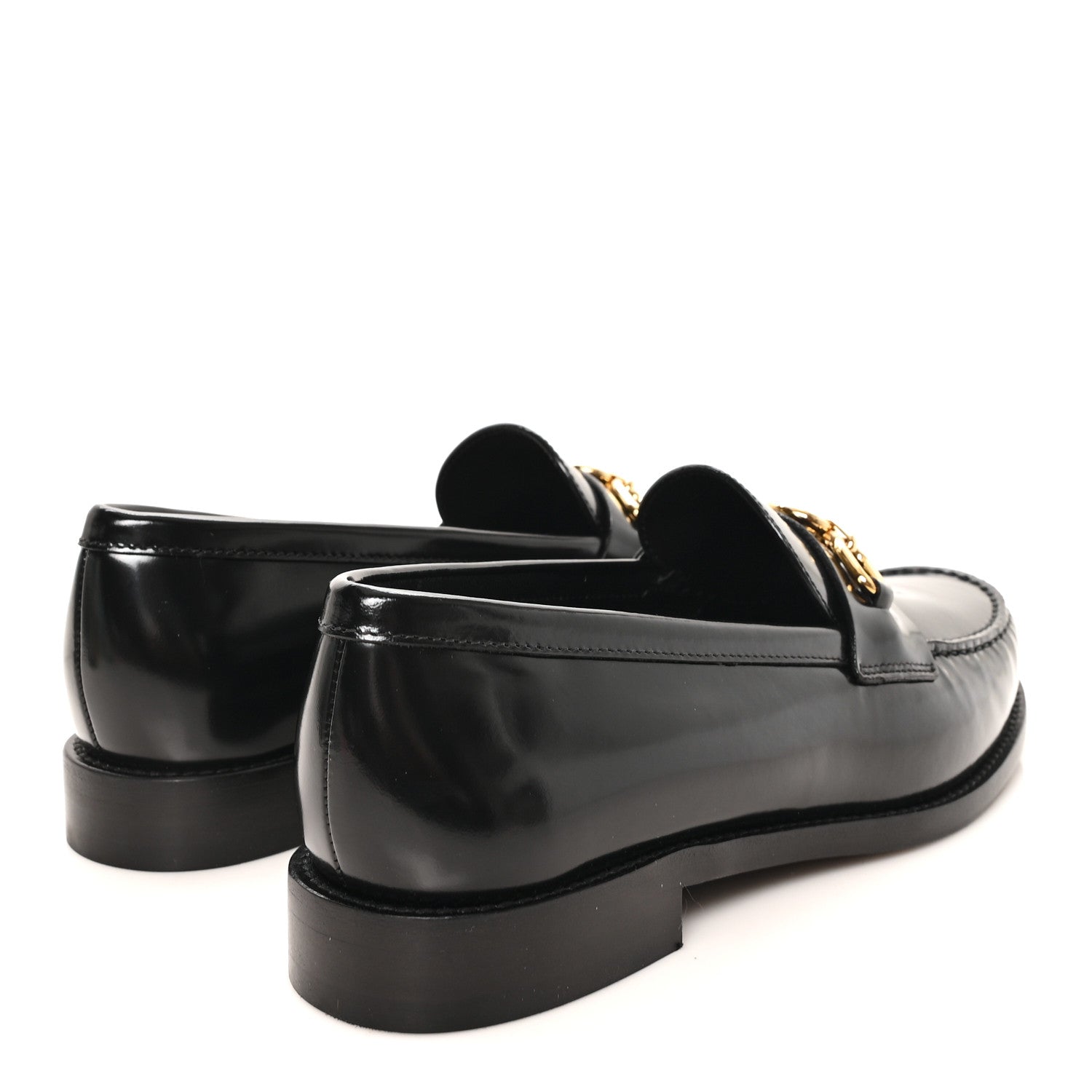 Louis Vuitton Glazed Calfskin Chess Flat Loafers 39 Black 5 of 9