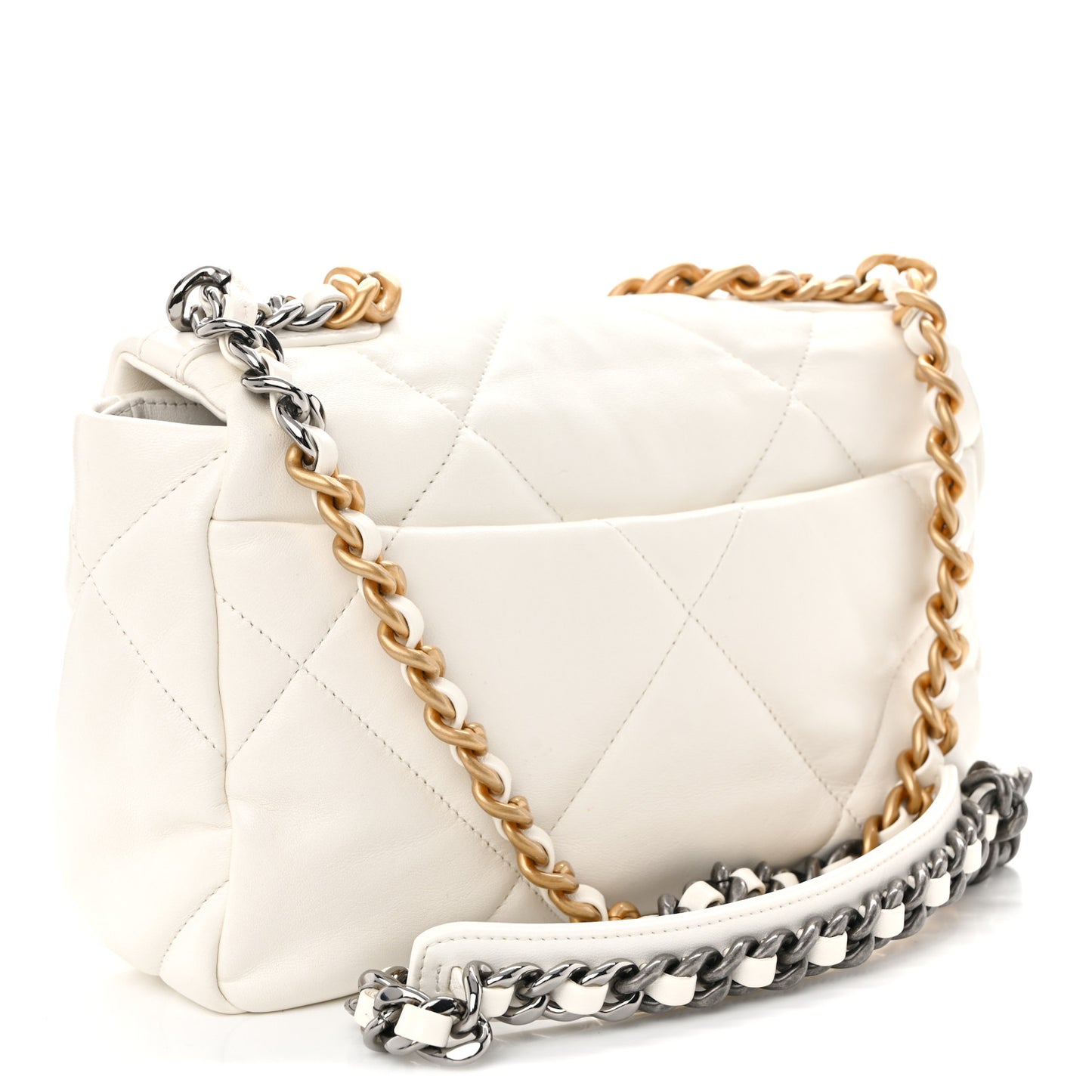 Lambskin Quilted Medium Chanel 19 Flap White