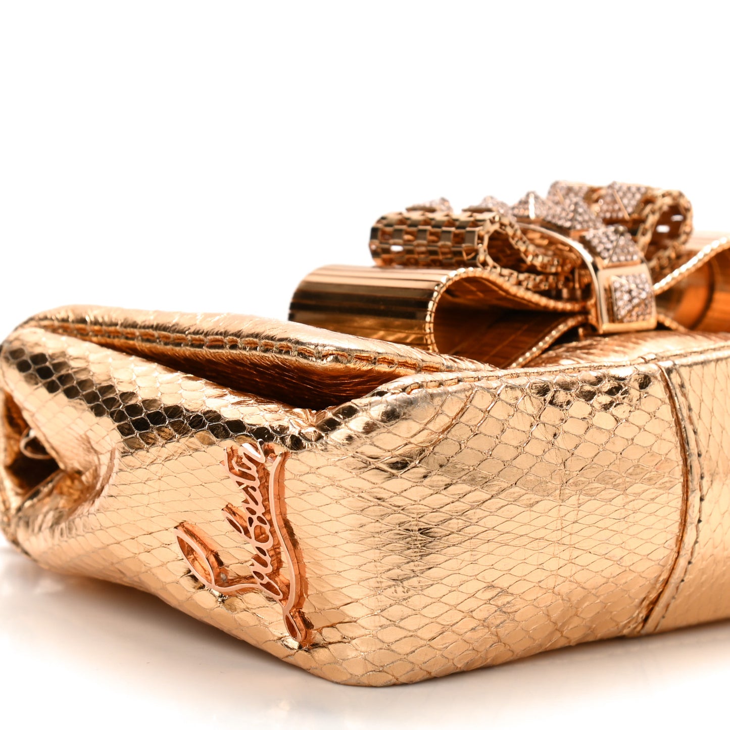Metallic Waternsnake Crystal Mini Sweety Charity Crossbody Bag Gold