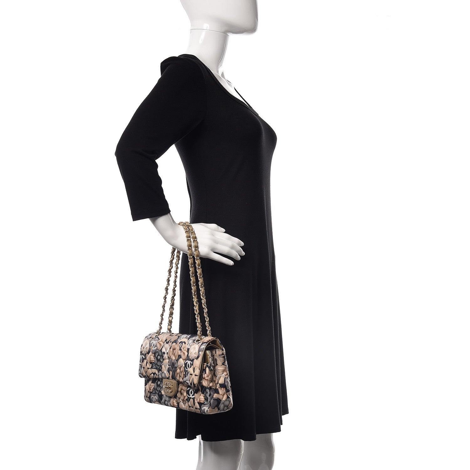 Chanel Nylon Quilted Medium Cat Emoticon Double Flap Navy Gold 2 of 12
