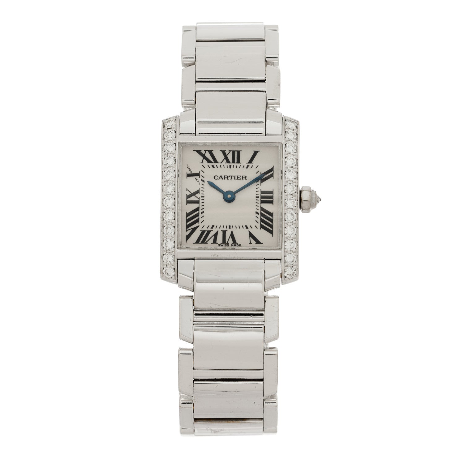 Cartier 18K White Gold Diamond Bezel 20mm Tank Francaise Quartz Watch 1 of 4
