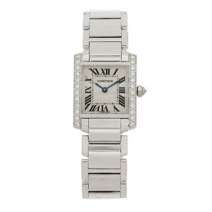 Cartier 18K White Gold Diamond Bezel 20mm Tank Francaise Quartz Watch 1 of 4