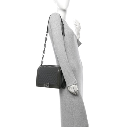 Chanel Goatskin Patent Quilted New Medium Boy Flap Grey 2 of 10