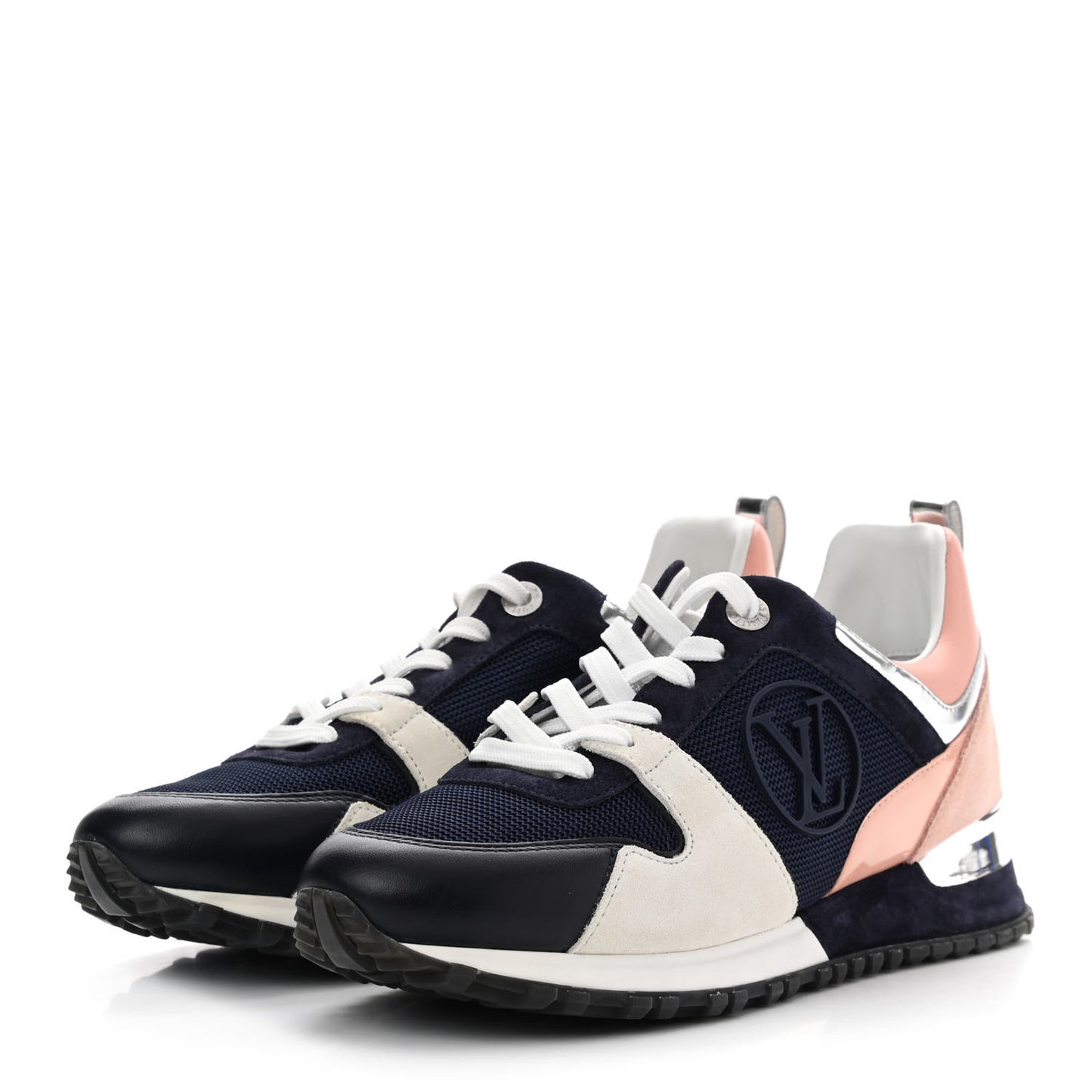 Suede Calfskin Run Away Sneakers 37 Blue Pink White