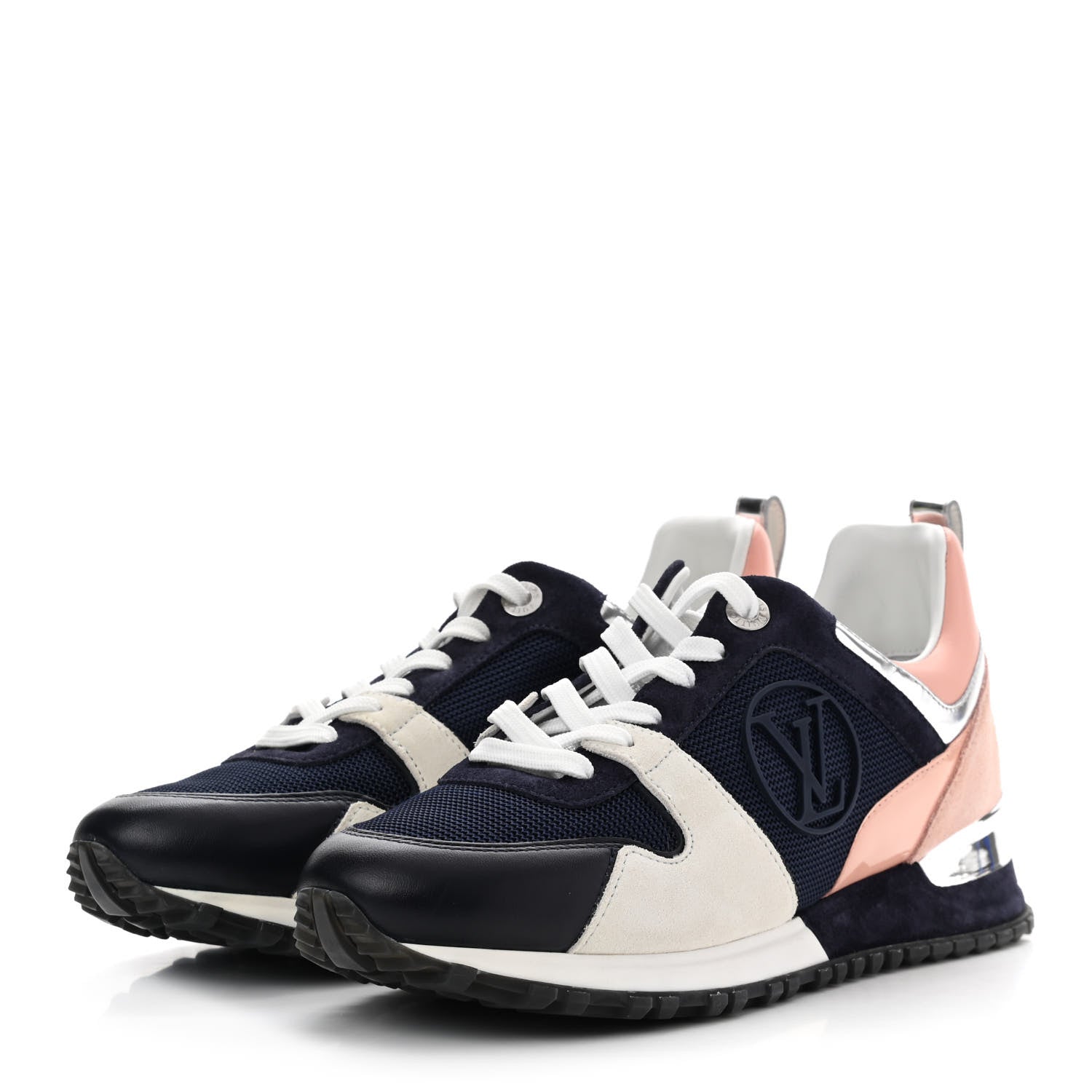 Louis Vuitton Suede Calfskin Run Away Sneakers 37 Blue Pink White 3 of 8