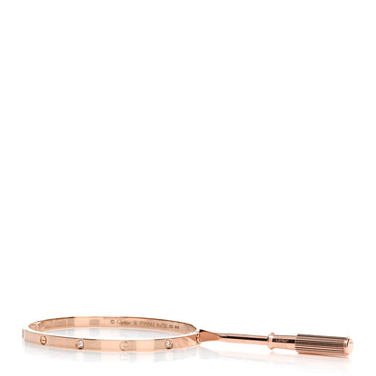Cartier 18K Pink Gold 6 Diamond Small LOVE Bracelet 16 3 of 5