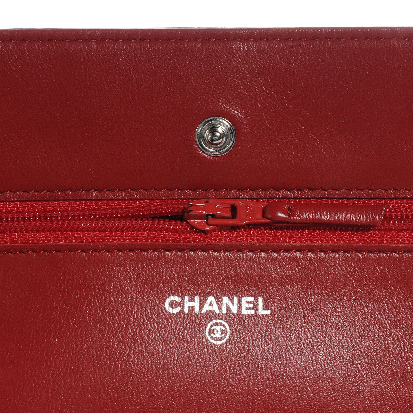 Lambskin Quilted Wallet On Chain WOC Red