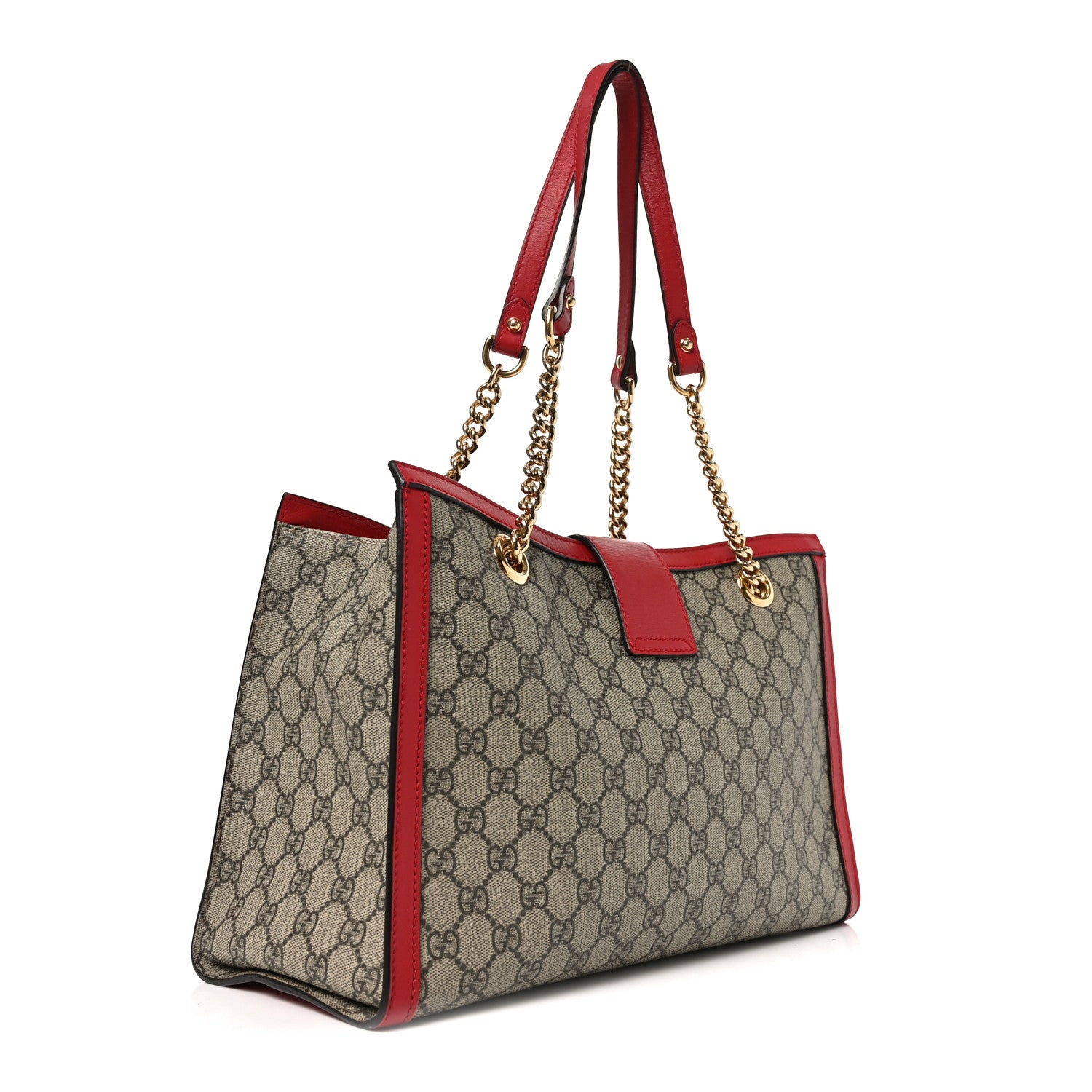 Gucci GG Supreme Monogram Medium Padlock Tote Hibiscus Red 1869999