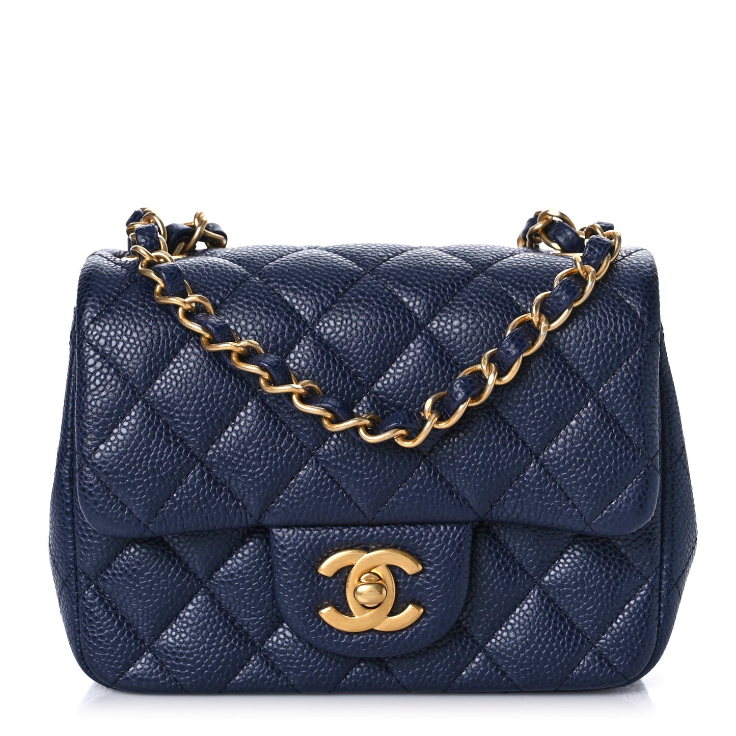 Caviar Quilted Mini Square Flap Navy