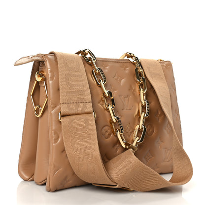 Louis Vuitton Lambskin Embossed Monogram Coussin PM Camel 3 of 9