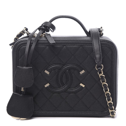 Chanel Caviar Quilted Medium CC Filigree Vanity Case Black 1 of 11