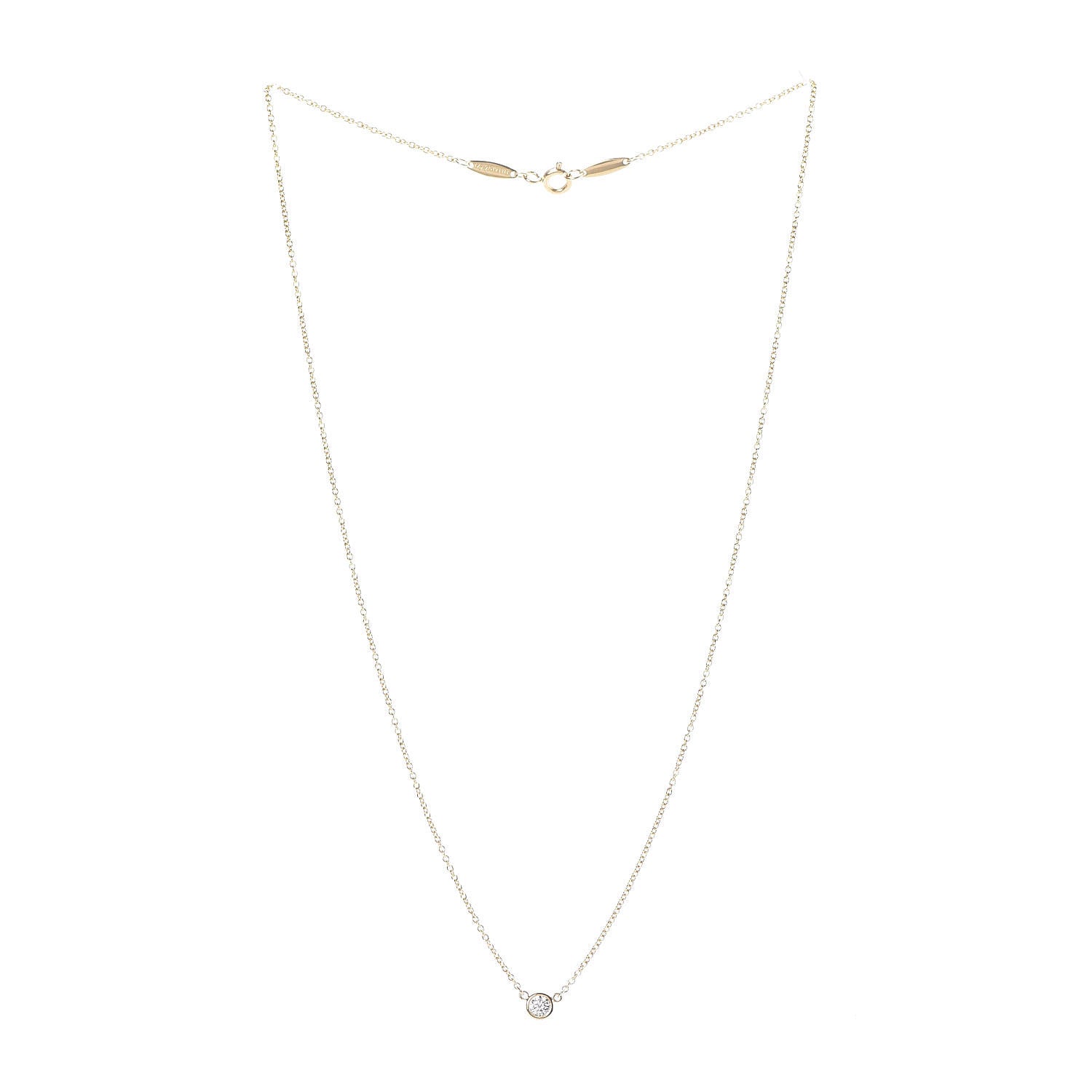 Tiffany 18K Yellow Gold Diamond .14ct Elsa Peretti Diamonds by the Yard Pendant Necklace 3 of 4