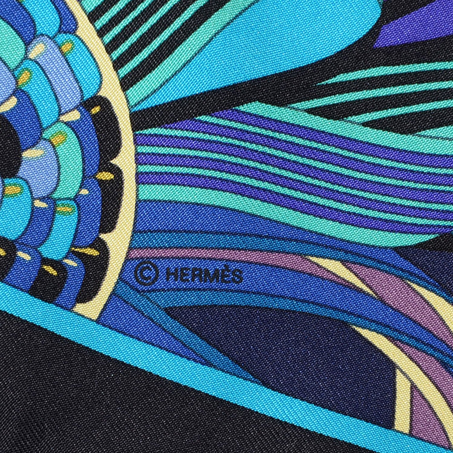 Hermes Silk Les Flots Du Cheval Pocket Square Scarf 4 of 6