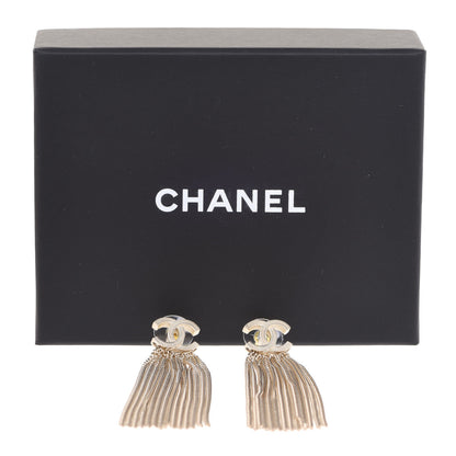Chanel Metal CC Multi Strand Chain Drop Earrings Gold 5 of 5