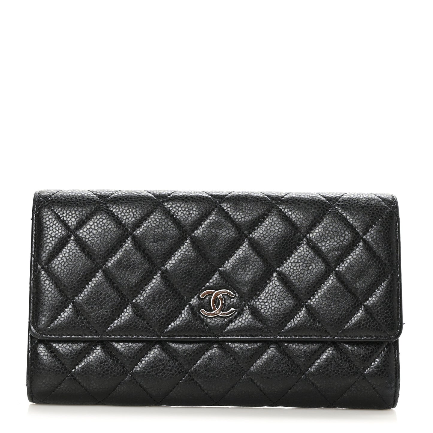 Caviar Quilted Large Flap Wallet Black
