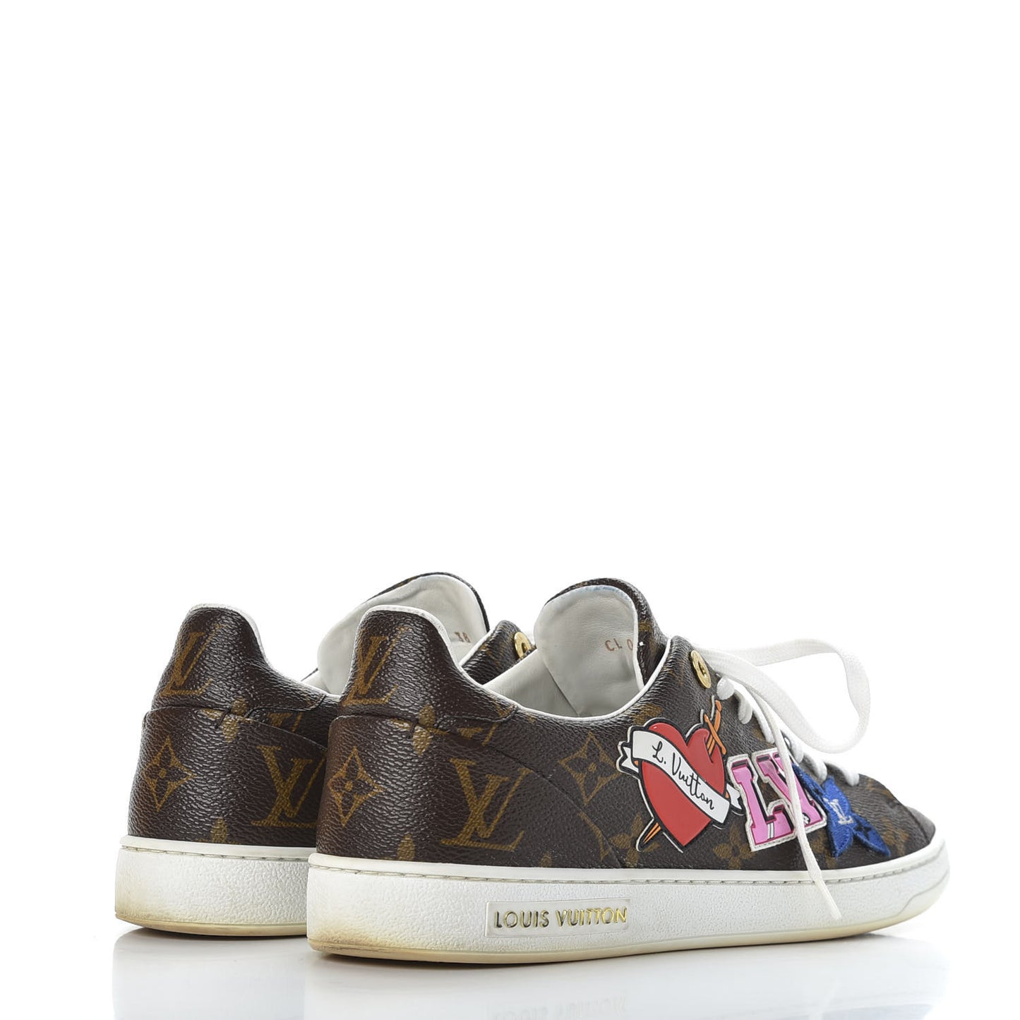Calfskin Monogram LV Black Heart Sneakers 38 Cacao