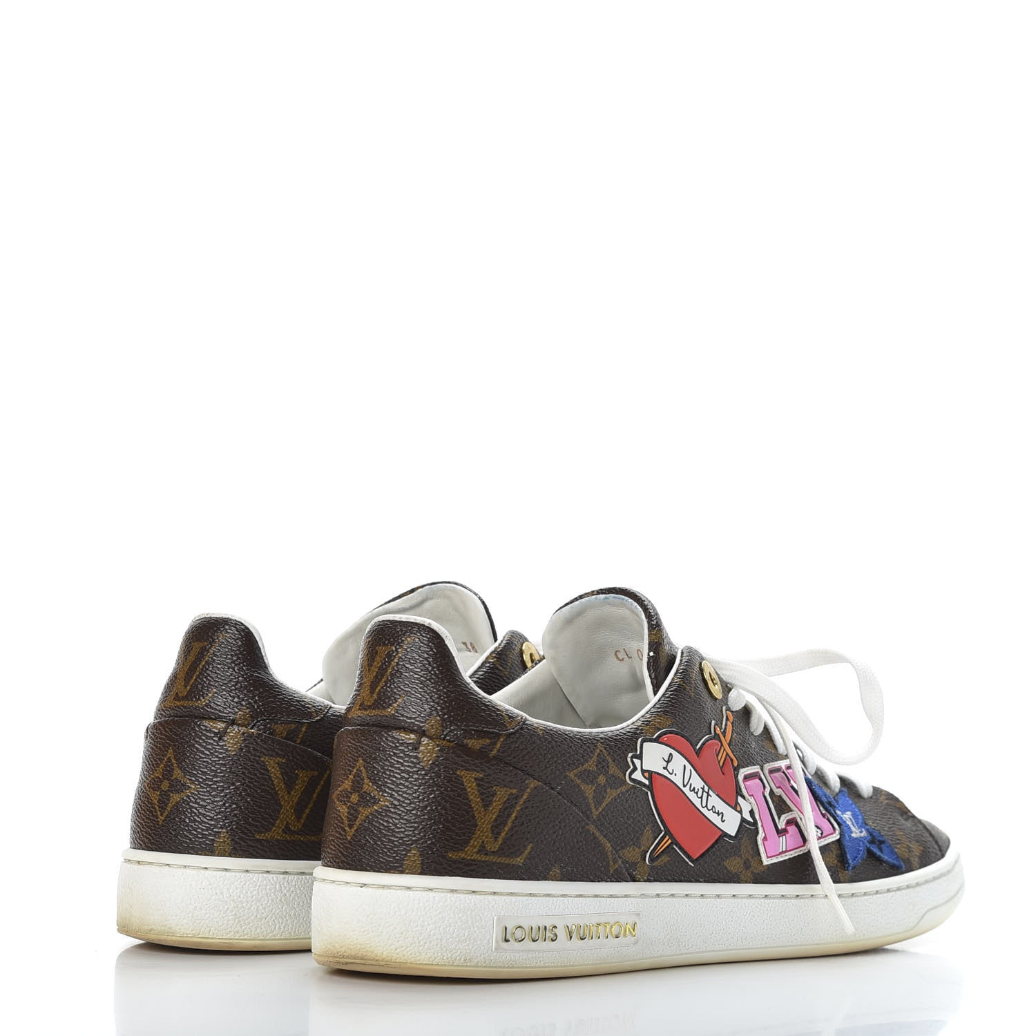 Louis Vuitton Calfskin Monogram LV Black Heart Sneakers 38 Cacao 4 of 13