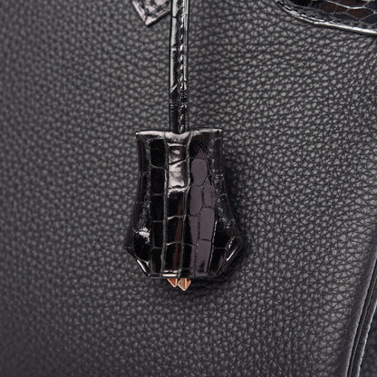 Hermes Taurillon Novillo Shiny Niloticus Crocodile Birkin Touch 30 Black 30 of 32