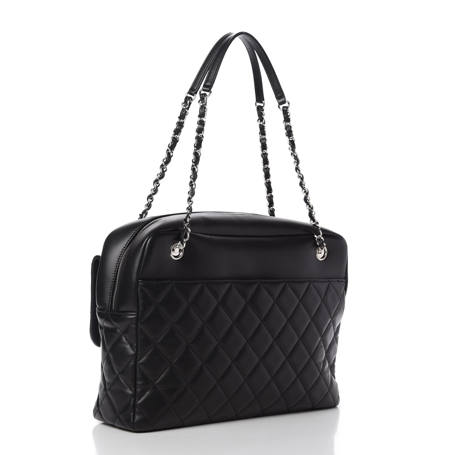 Chanel Lambskin Quilted Bowler Flap Shoulder Bag Black 3 of 11