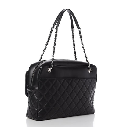 Chanel Lambskin Quilted Bowler Flap Shoulder Bag Black 3 of 14