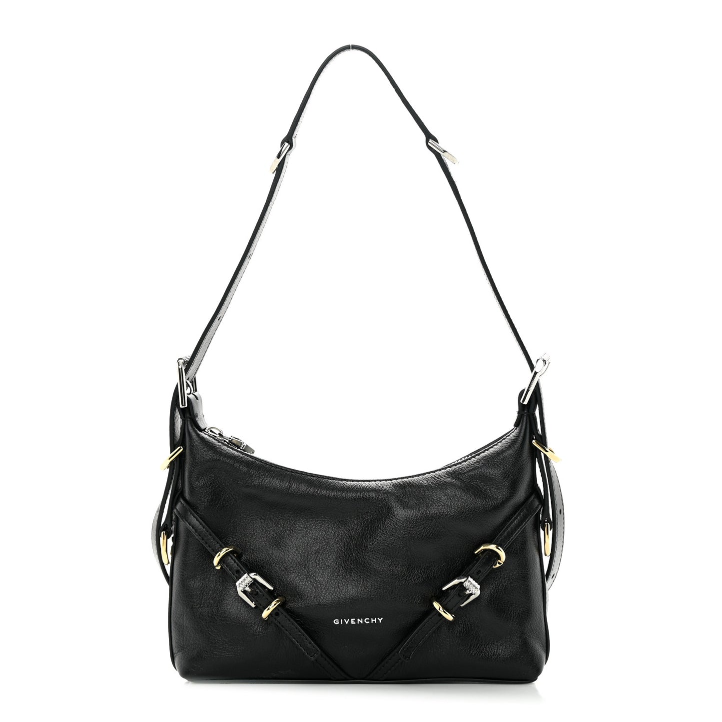 Tumbled Calfskin Mini Voyou Boyfriend Party Bag Black