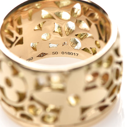 Louis Vuitton 18K Yellow Gold Monogram Résille Wide Ring 50 5.25 4 of 5