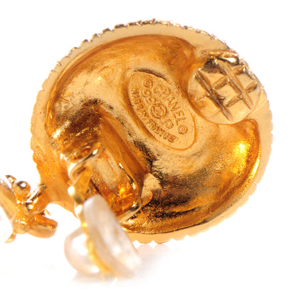 Chanel CC Large Crystal Clip On Earrings Gold 5 of 6