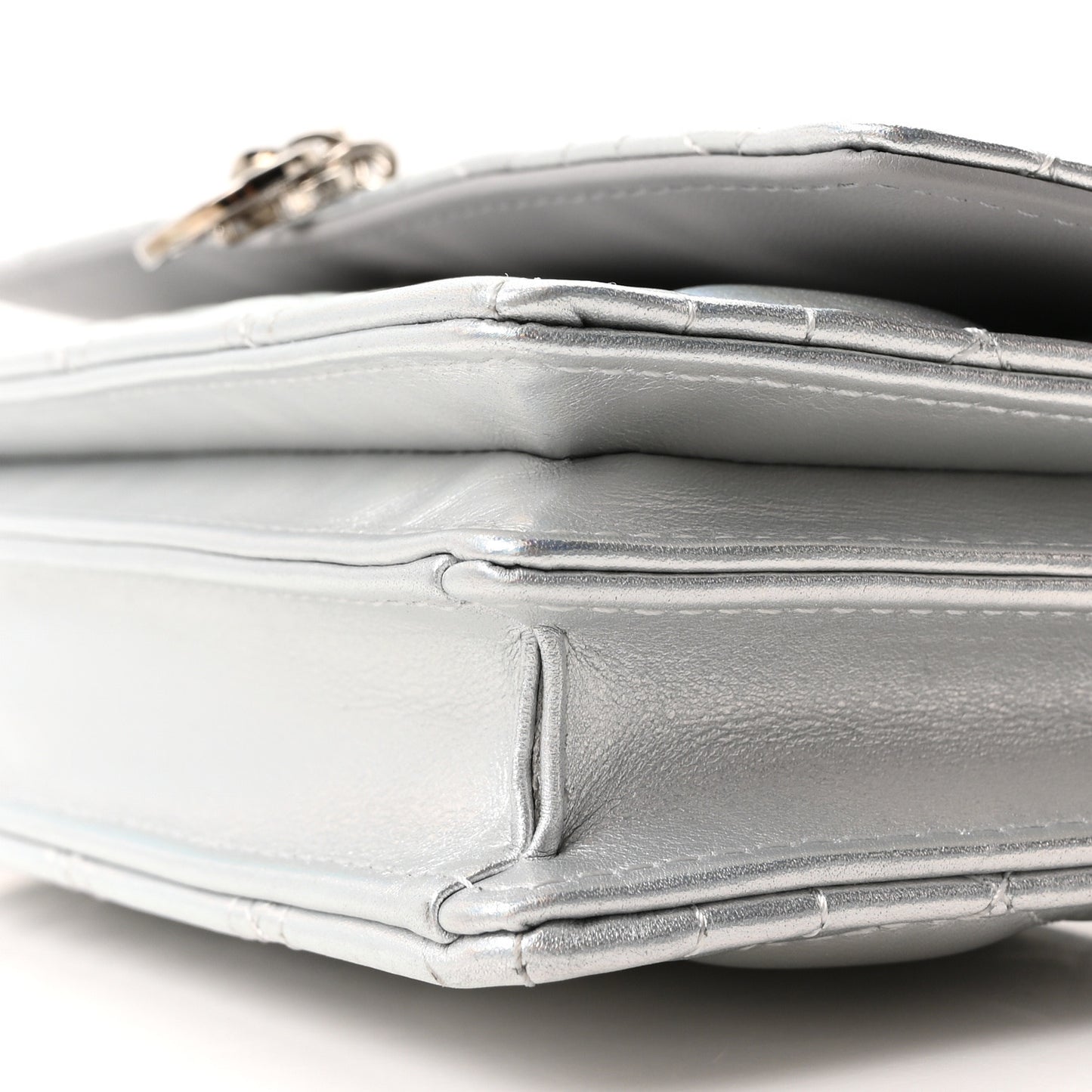 Iridescent Metallic Lambskin Cannage Mini My Dior Bag Silver