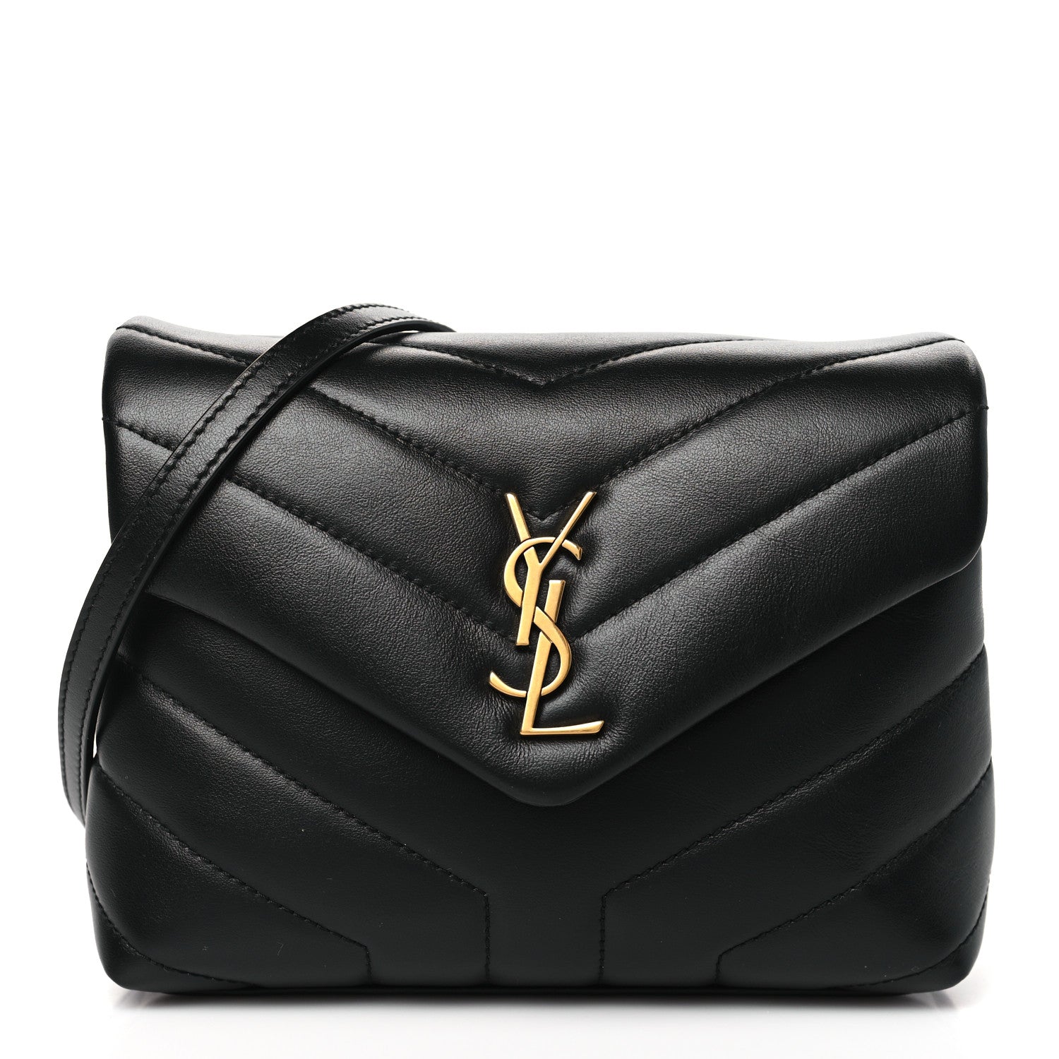 Saint Laurent SAINT LAURENT Calfskin Y Quilted Monogram Toy Loulou Crossbody Bag Black 1 of 8