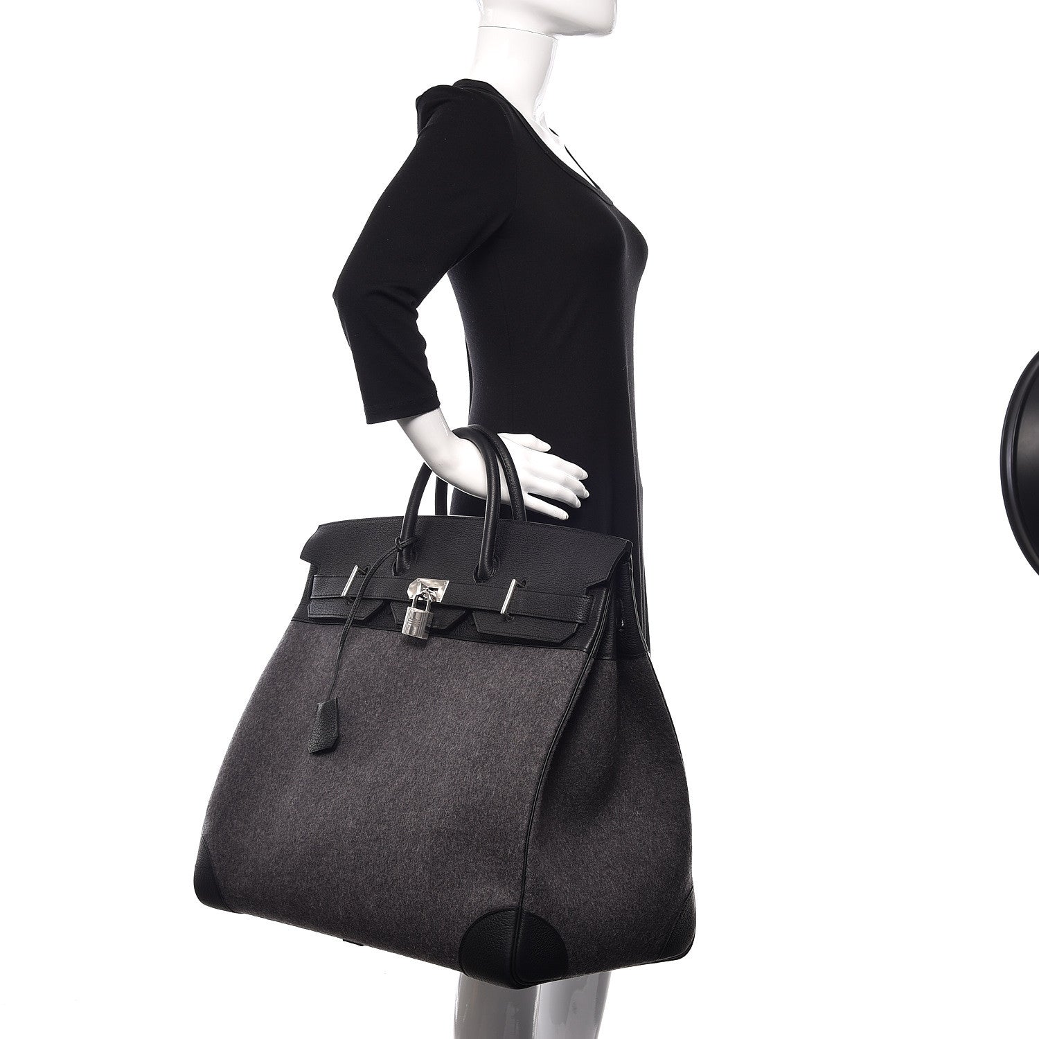 Hermes Togo Wool HAC Travel Birkin 50 Black 2 of 10
