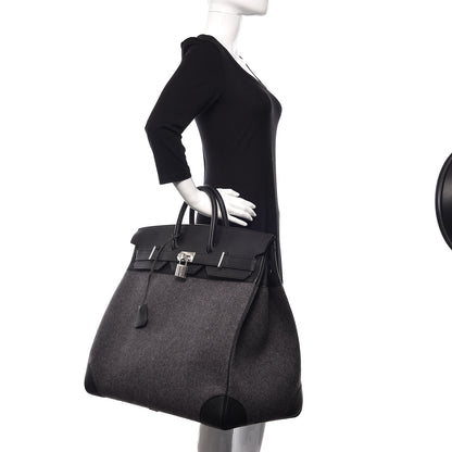 Hermes Togo Wool HAC Travel Birkin 50 Black 2 of 10