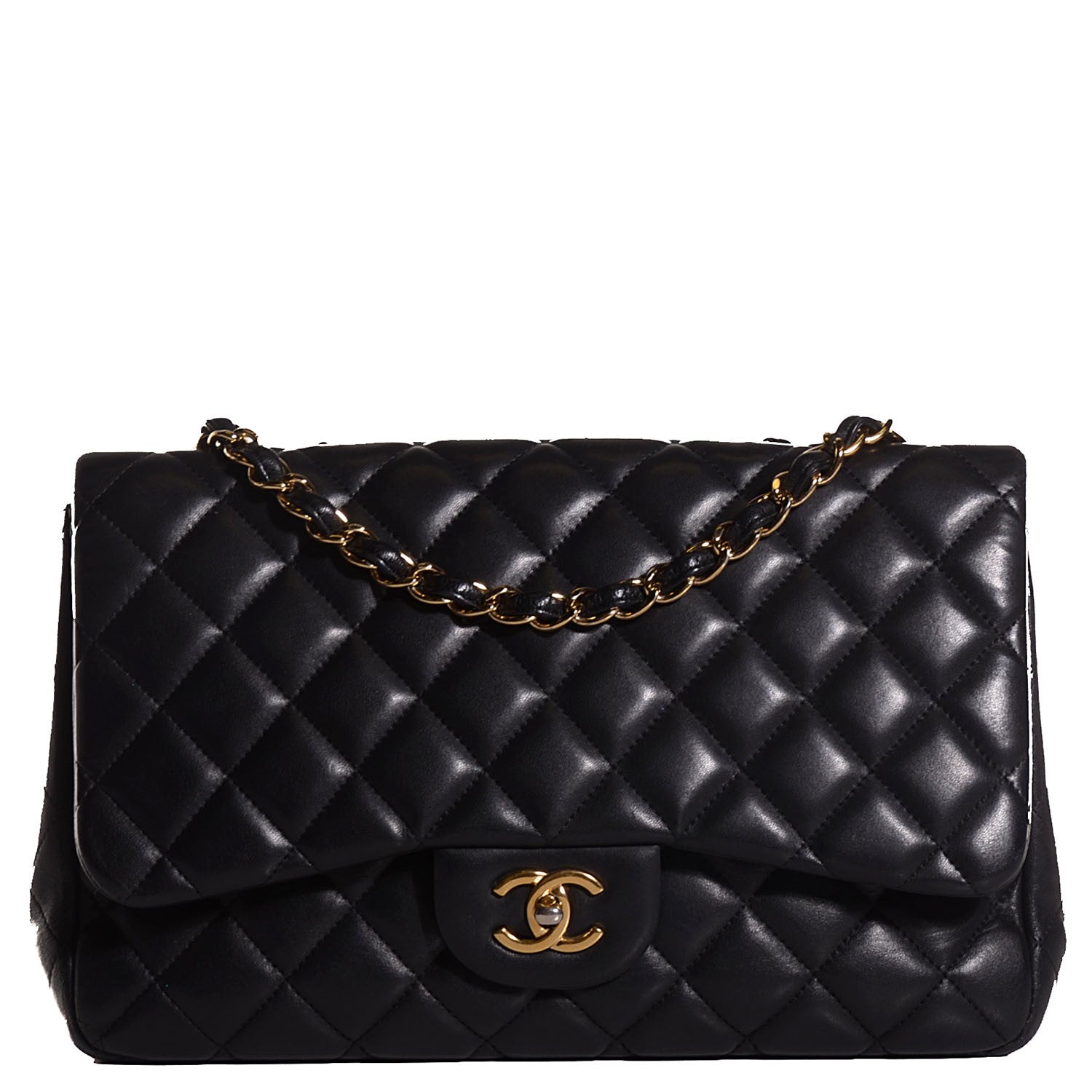 Chanel Lambskin Quilted Jumbo Single Flap Black 1 of 8