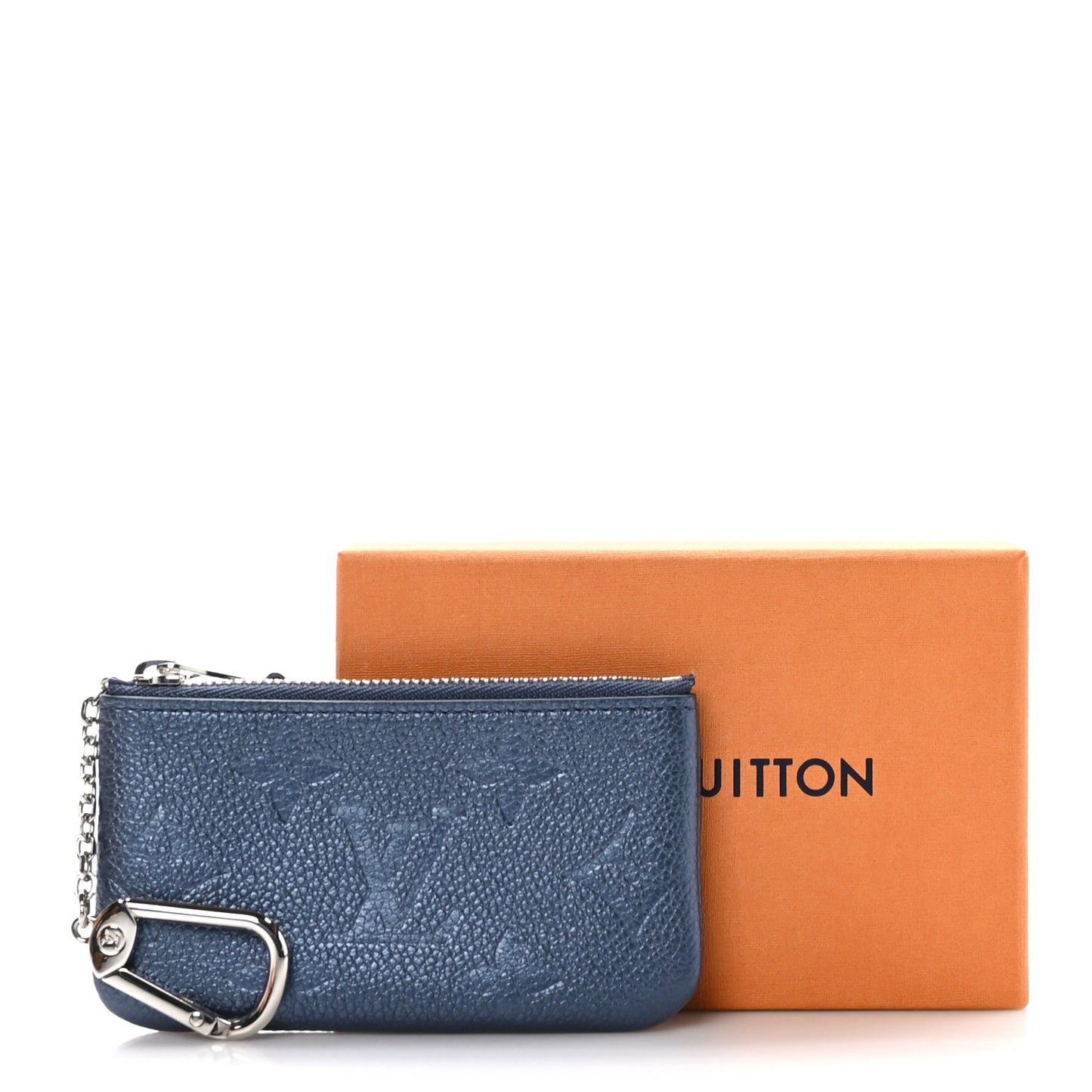 Metallic Empreinte Monogram Giant Key Pouch Navy Nacre