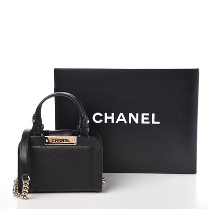Chanel Grained Calfskin Stitched Mini Label Click Shopper Tote Black 8 of 8