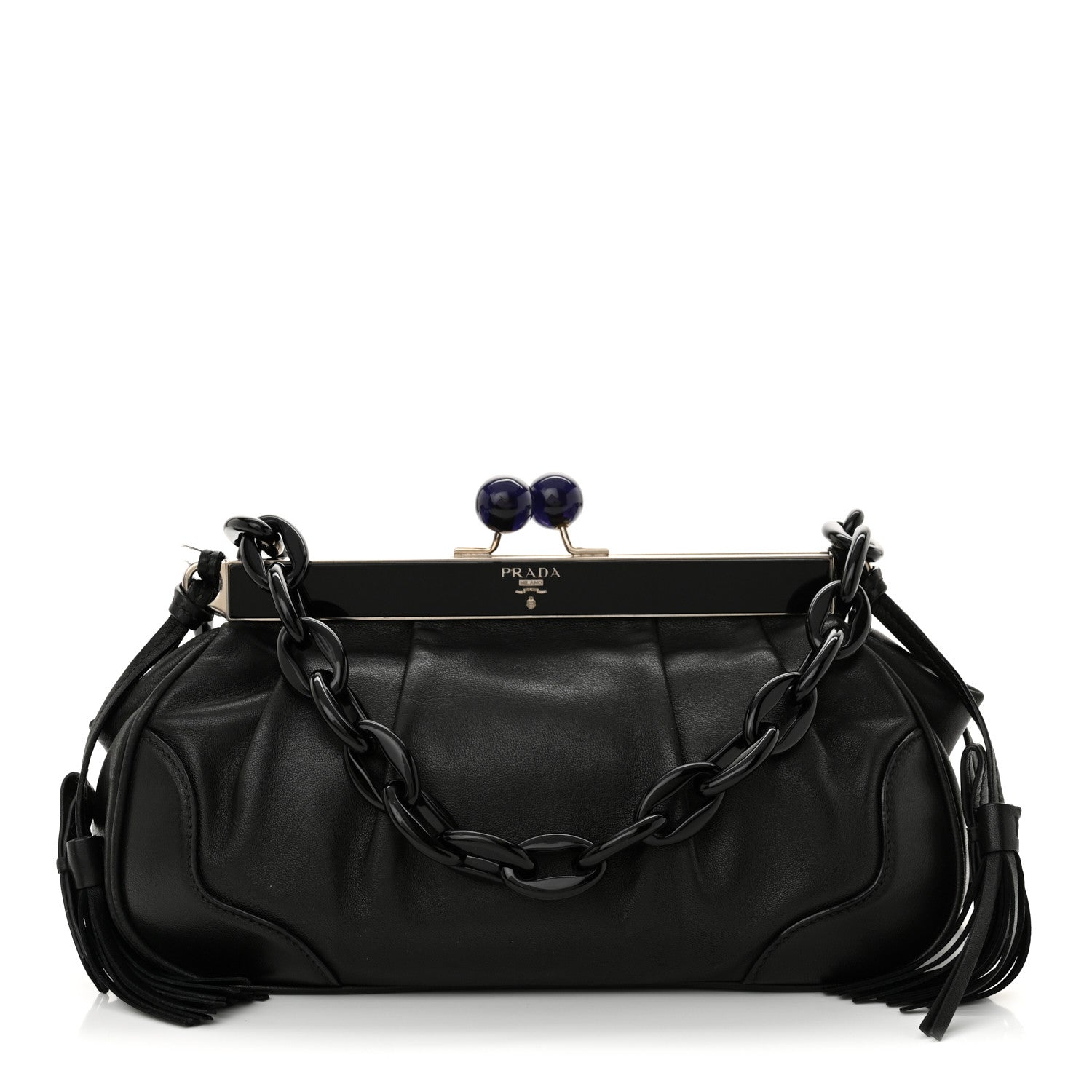Prada Nappa Kisslock Small Frame Shoulder Bag Black 1 of 13