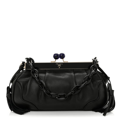 Prada Nappa Kisslock Small Frame Shoulder Bag Black 1 of 13
