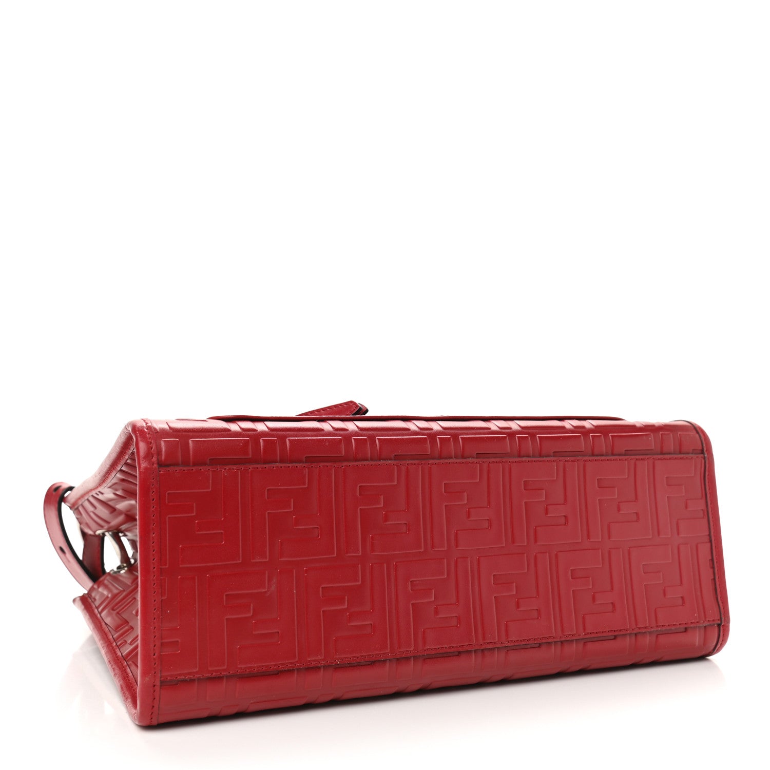 Fendi Vitello Century Wicker FF 1974 Embossed Small Runaway Shopper Tote Fragola 4 of 18